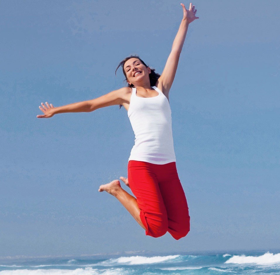 Young woman jumping